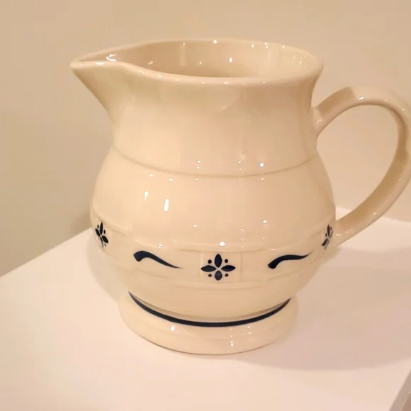 Longaberger Roseville Pottery Small Pitcher Signed Initialed Classic Blue - Picture 3 of 5